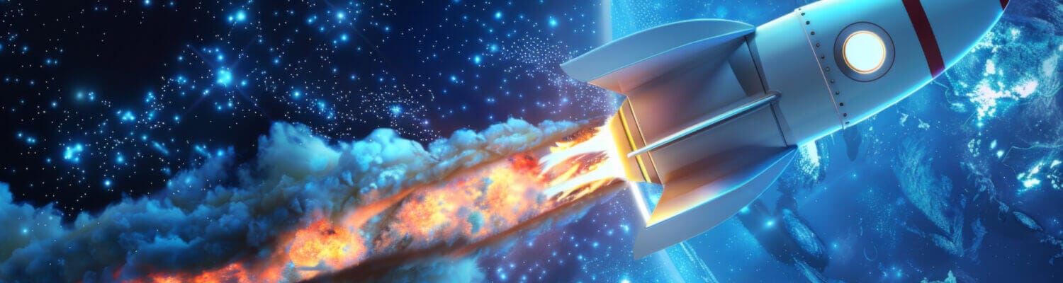 Rocket Flying Through Stars