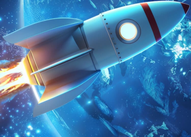 Rocket Flying Through Stars Mobile