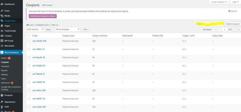 WooCommerce Dashboard