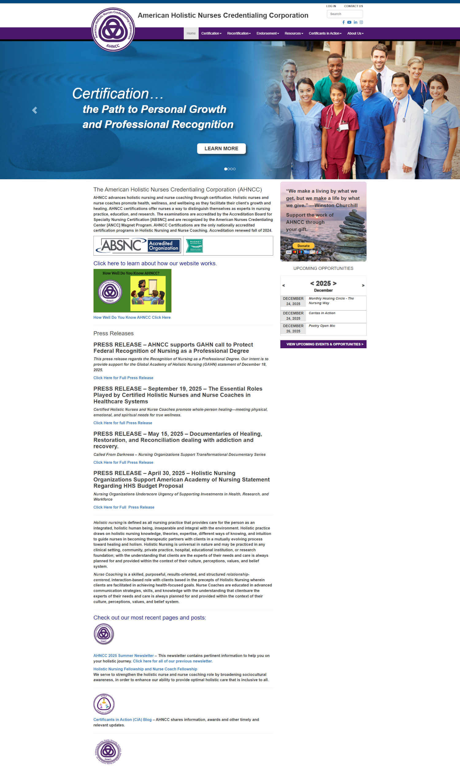 ahncc American Holistic Nurses Credentialing Corporation