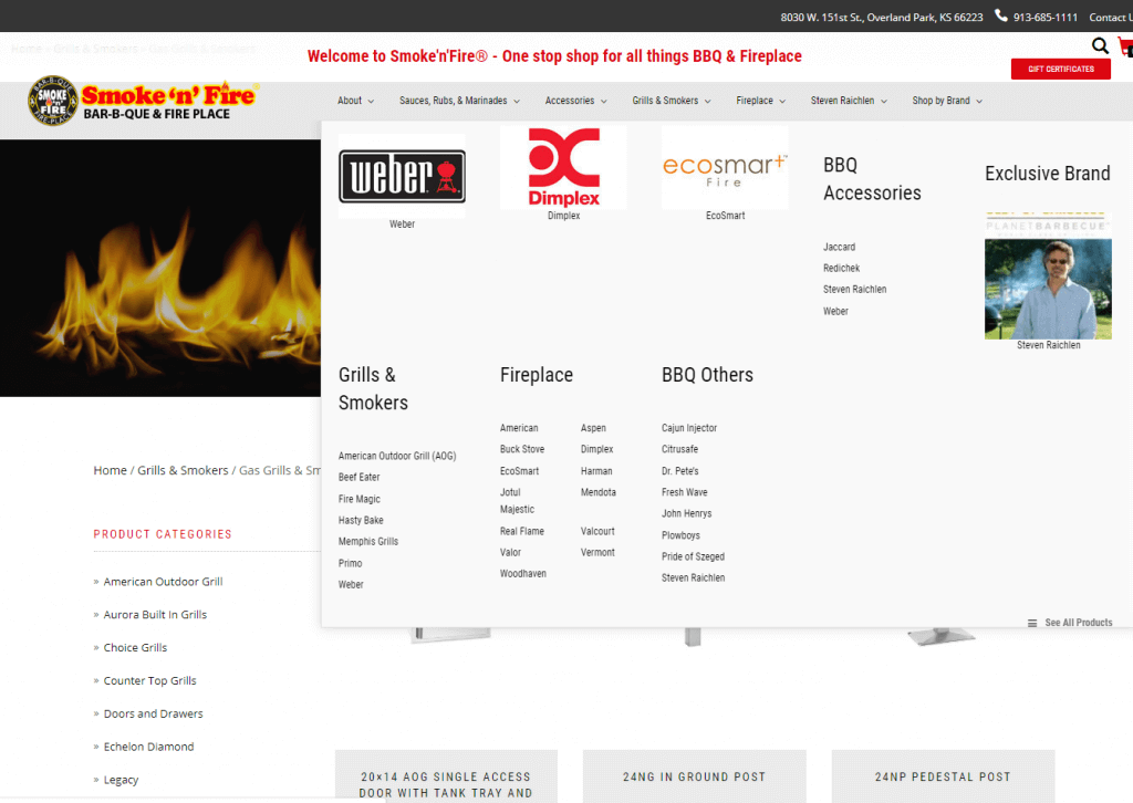 Full width mega menu example