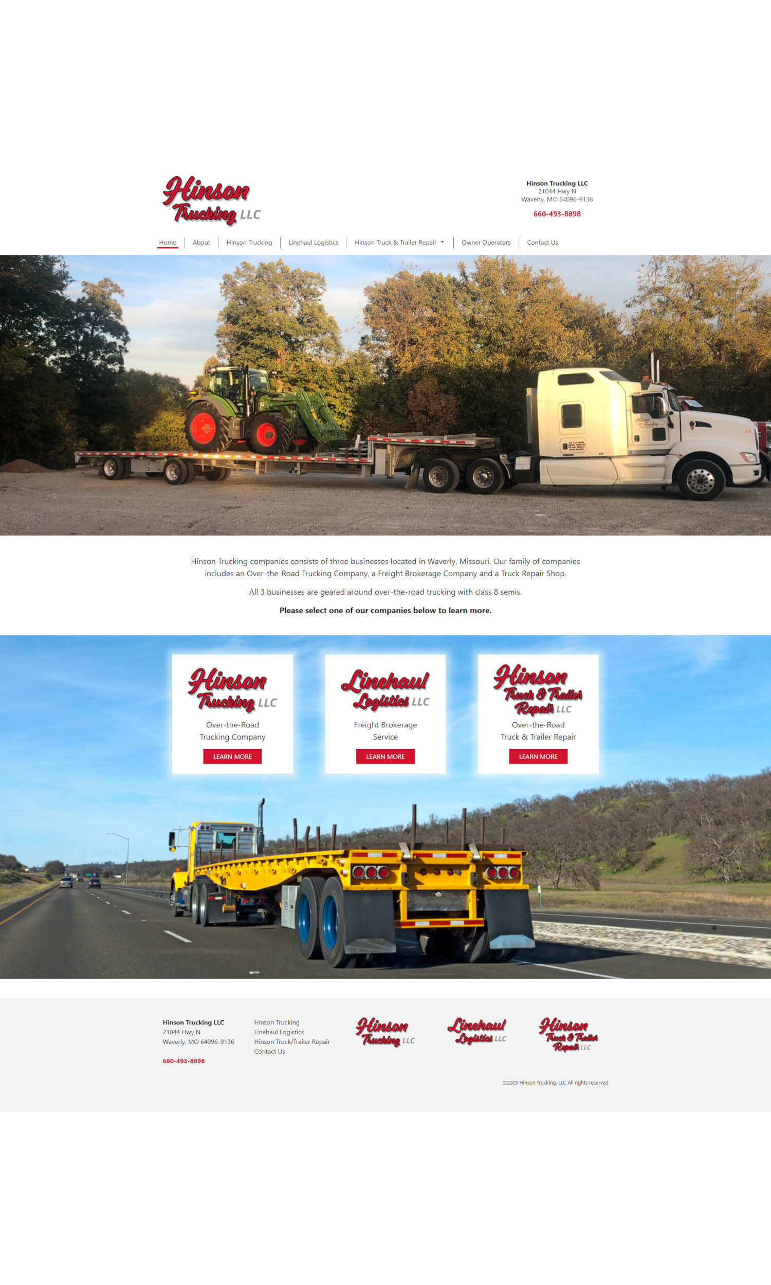 hinsontrucking Hinson Trucking LLC Web Design Project