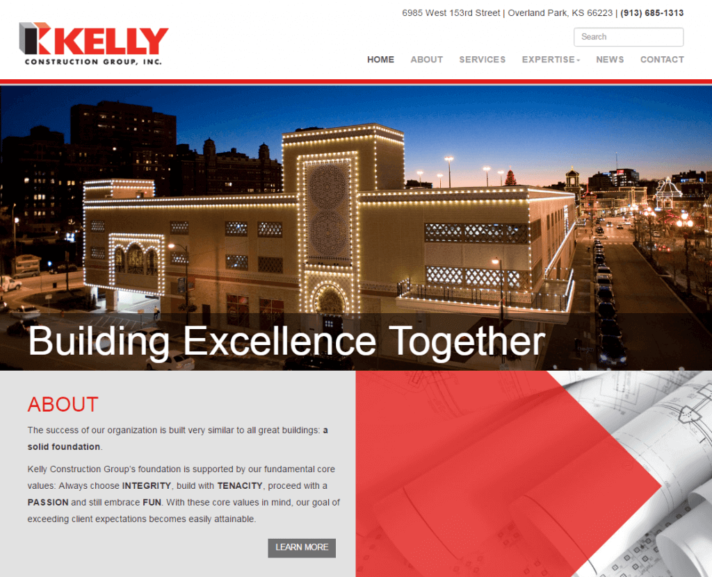 KC Web Design project for Kelly Construction