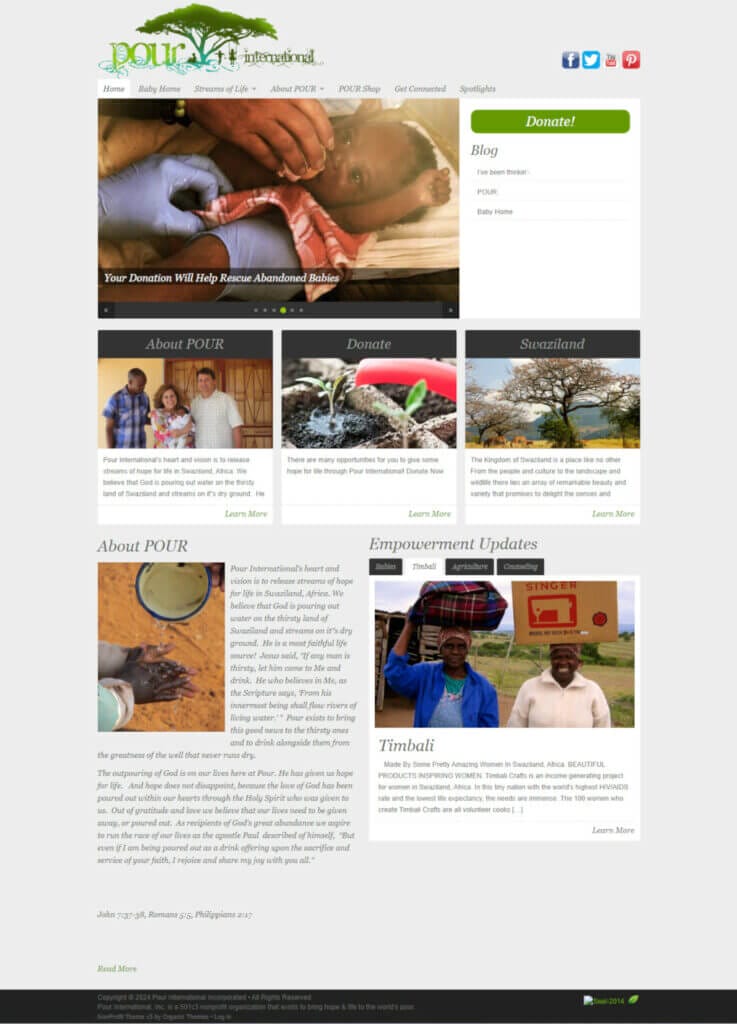 Pour International Web Design Project - Not for Profit, Education, and Religious Website Designs