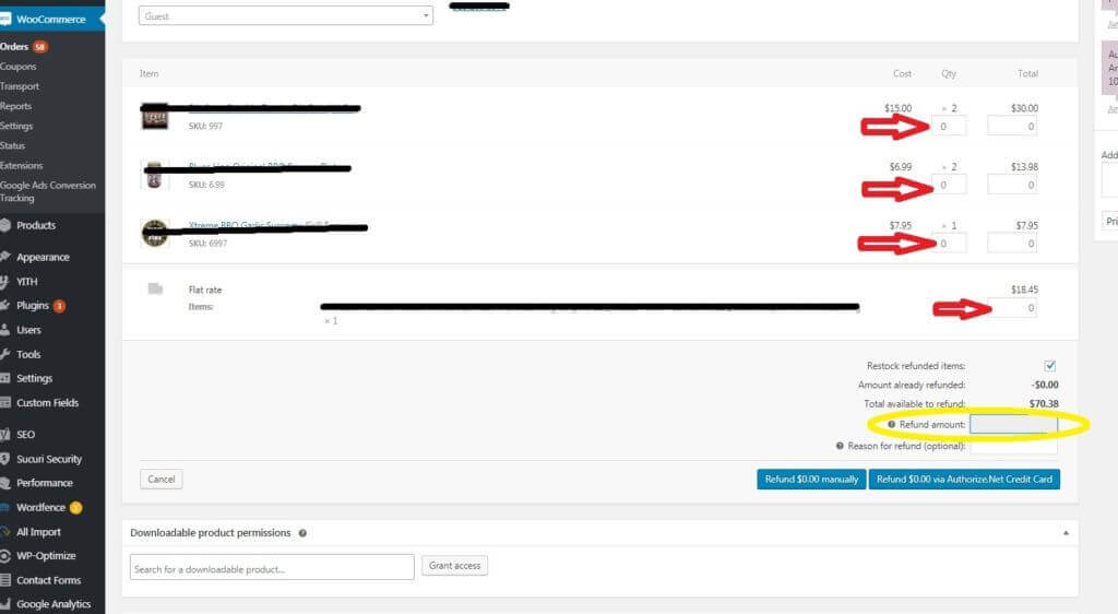 WooCommerce Refund Amount