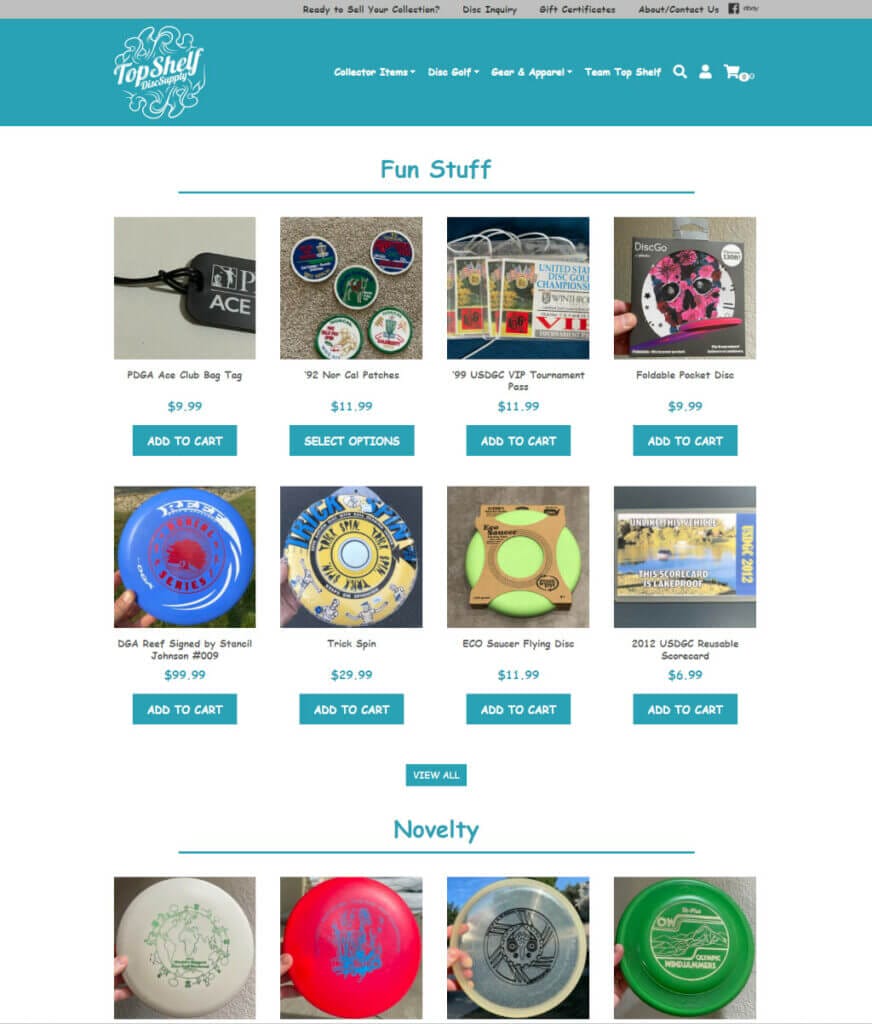 Top Shelf Disc Supply Web Design Project